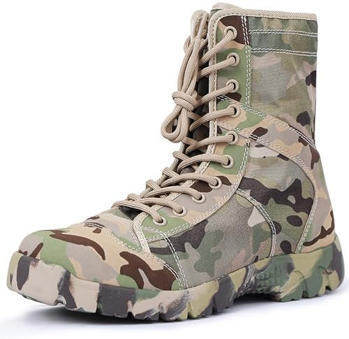 KINROCO Stivali Tattici Uomo Stivali da Combattimento Militari Traspiranti Scarpe da Trekking(Size:45 EU,Color:Verde Mimetico)