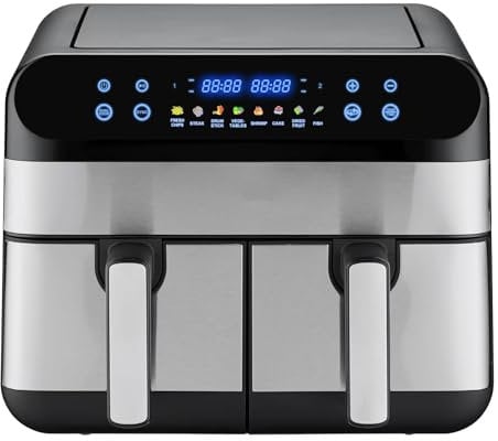 Panana Dual Air Fryer XL 9L Double Basket Air Fryer, 8 Cooking Presets, Touch Screen, LED Display, Healthy Oil Free & Low Fat Cooking, Non-Stick Baskets