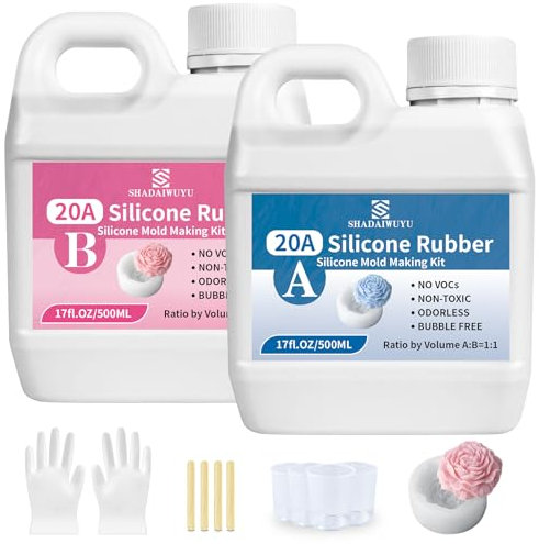 Flüssiges Silikon,1000ml Abformsilikon 1:1 Verhältnis,20A Silikon Transparent für Silikon zum Gießen,Silikonformen,DIY Harzformen,Kerzenform,Seifenform,Basteln
