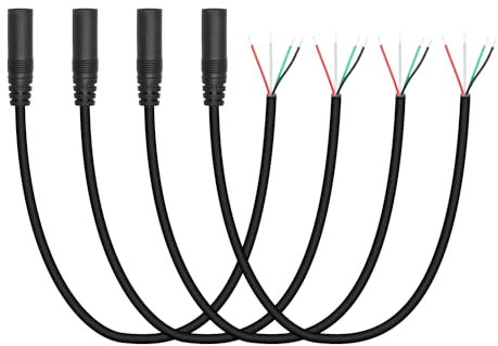 Lot de 4 connecteurs femelles 3,5 mm vers câble nu à extrémité ouverte 0,5 m/1,6 FT, TRRS 4 pôles 1/8 3,5 mm femelle Jack stéréo Câble de rechange pour casque audio, microphone, etc. Remplacement et