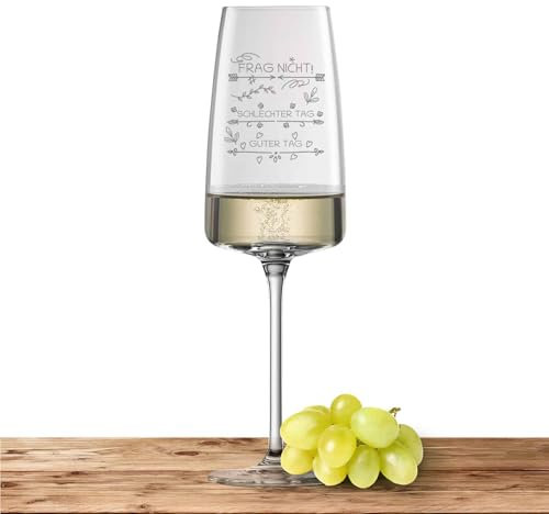 Schott Zwiesel Sektglas 388ml mit Motiv graviert - Vivid Senses - Sektglas als Geschenk für Frauen und Männer - Motiv (Guter Tag, Schlechter Tag, FRAG Nicht!)