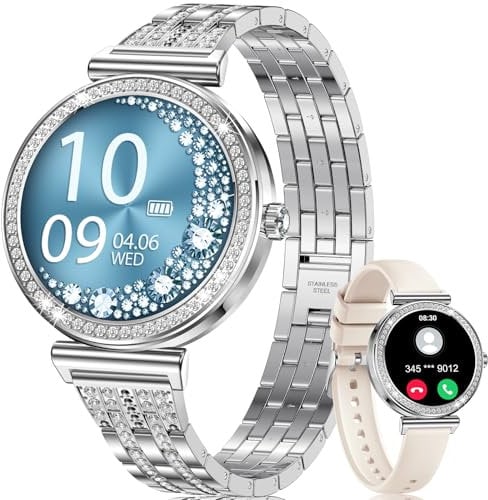 CIVO Smartwatch Donna Orologio Chiamate: Bluetooth Compatibile Android iOS - Fitness Sport Tracker Contapassi Smart Watch Argento