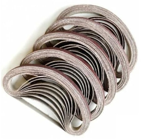 50 pezzi Nastro abrasivo Bande abrasive Levigatrice Lima Strumento 10x330mm 40 60 80 100 120 Grana Levigatrice a nastro Carta vetrata per lucidatura metalli, 10x330mm, 50 pezzi