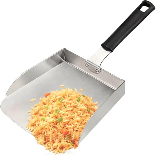Griddle Spatula, Large Griddle Scoop, Stainless Steel, 7.6 x 7.6