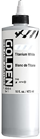 GOLDEN High Flow Acrylics, Titanium White, 16 fl. oz. Bottle