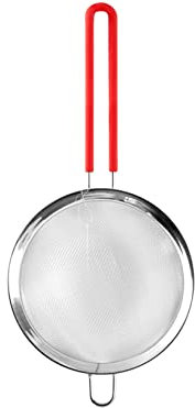 Home – Passoire INOX 18 cm – Manche en Silicone Rouge