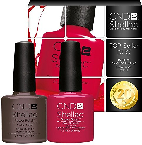 CND Shellac UV/LED Power Polish, Schutt/Rose Brokat 7,3 ml – 2 Stück