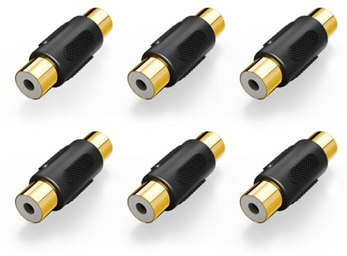 VCE 6-Pack Gold Plated RCA Female to RCA Female Coupler,Compatible with Phono,Speaker,RCA Cable,Amplifier
