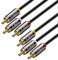 J&D Câble Audio/Vidéo 3 RCA, Stéréo Plaqué Or Mâle à Mâle, Pour Amplificateurs, Chaînes Stéréo, Système HiFi, CD, Parleur, Ampli, 1 Meter
