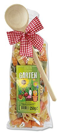 Bull & Bear bunte Blumen Nudeln 250g, Motivnudeln aus Hartweizengrieß, handgefertigt in deutscher Manufaktur, Pasta Geschenk, inkl. Holzlöffel