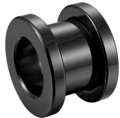 MONSTER PIERCING AZARIO London Túneles de Carne Negros Simples de 20 mm - Medidor de Oreja con Ajuste de Tornillo - Tapones de Acero quirúrgico - Tapones y túneles - Vendido por Pieza
