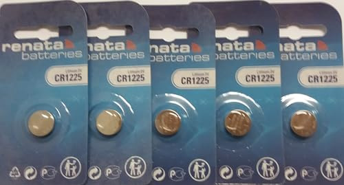 Renata CR1225 Lot de 5 piles bouton au lithium 3 V