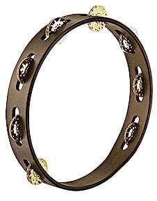 Meinl Percussion Vintage Wood Tambourine - 1-reihiges Tamburin - Durchmesser 10 Zoll - Siam Eiche / Messing und Stahl, Walnut Brown / Natur (TA1VM-WB)