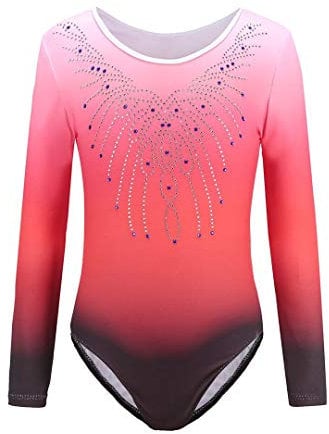 Sinoem Gymnastikanzug Kinder Mädchen Langarm/Ärmellos Turnanzug Ballettröckchen Kleid Trikotanzug Tanz Kleid Gymnastik Training Dancewear Gymnastikbody Blau/Lila/Rosa