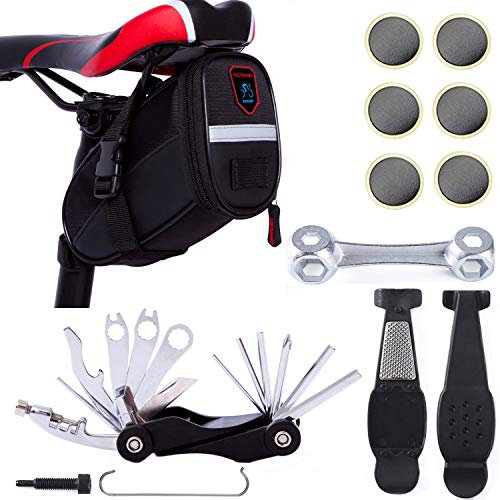 COZYROOMY Fahrrad Set Reparatur - Satteltaschen Fahrradwerkzeuge Set mit Fahhradtasche und Fahrrad Multitool, Kettenwerkzeug Fahrrad reifenwerkzeug