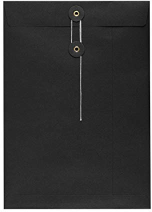 Umschlag C4, 324 x 229 mm, Schwarz, Bindfadenverschluss, Kraftpapier, Versandtasche - 10er Pack