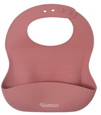 Kindsgut Silikonlätzchen, mit Auffangschale für Babys und Kleinkinder, dezente und moderne Farben, frei von BPA, Altrosa