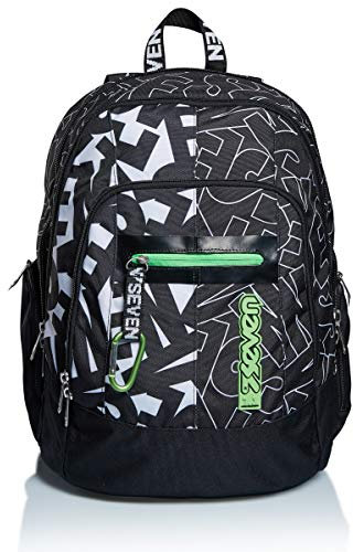 Seven Rucksack, Backpack für Schule, Uni & Freizeit, Geräumige Schultasche für Teenager, Mädchen, Jungen, Gepolsterter Schulranzen; mit Laptopfach -Advanced ALPHA BEAT, schwarz