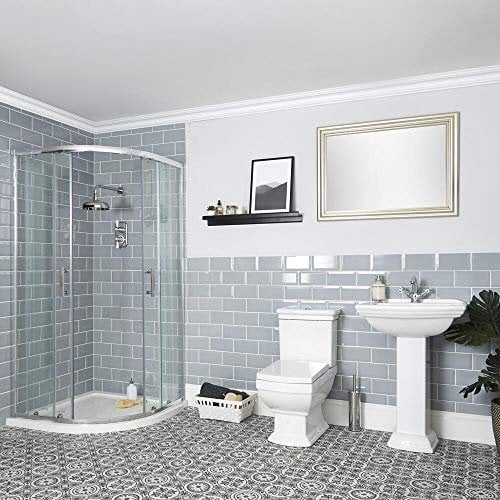 Milano Sandringham - Quadrant Shower Enclosure Close Coupled Toilet Full Pedestal Bathroom Basin Sink
