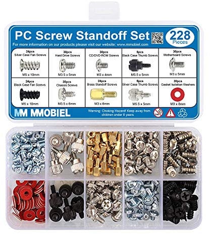 MMOBIEL 228Pcs PC Screw Standoff Set Kit for Computer Case Hard Drive Motherboard Cooler Fan Graphic Cards