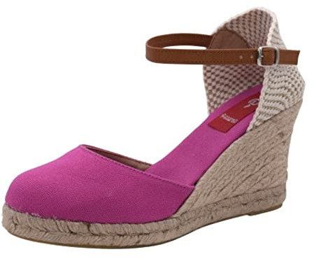 PASARELA - Sandalias Cuña Esparto/Yute Buganvilla Mujer 723 Lona Mujer Color: BUGANVILLA Talla: 37