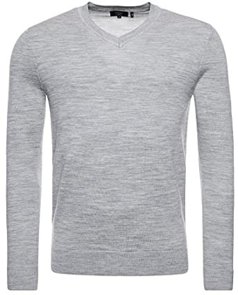 Superdry Herren Merino VEE Neck Pullover Sweater, Grey Marl, XXL