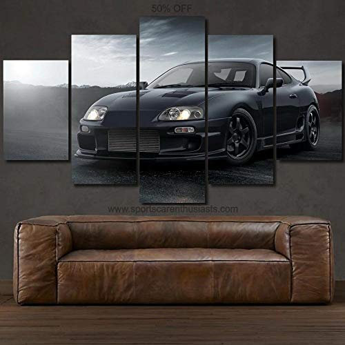 Bilder Abstrakt 5 Teilig Wandbild XXL Bilder Wandbild Vlies Toyotcar Supra MK4 Leinwand Bild Wandbilder Wohnzimmer Wohnung Kunstdrucke Modern Wandbilder Poster Wanddekoration