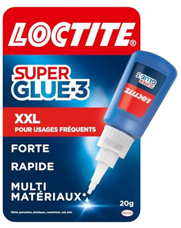 Loctite Pack de 12 - Loctite Super Glue-3 XXL, colle forte grand format pour usages fréquents, colle liquide à séchage immédiat, colle transparente, flacon de colle 20 g