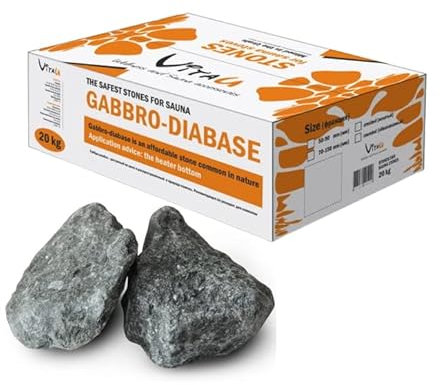 Dufte Momente | Saunasteine 20kg Gabbro Diabas | Körnung 50-90 mm | für alle Saunaöfen | hitzebeständig | Natur pur - ohne Schadstoffe