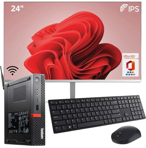 Lenovo ThinkCentre Tiny Desktop PC Completo | Mini Computer | Core i5, 16GB RAM, 512GB SSD | WiFi, Bluetooth, Windows 11 Pro | Office 2021 (Ricondizionato) (Pc+24+TAST)