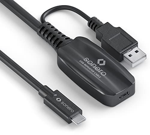 Sonero® USB 3.2 Cable, Active Extension Cable with Signal Amplifier, Data Cable, USB-C Male to USB-C Female, 5 GB/s, 10.0 m, Black