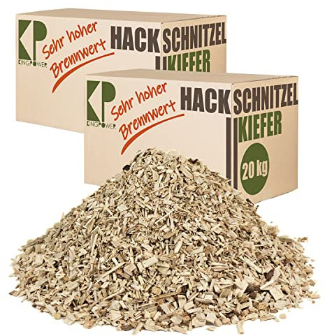 Kingpower Rindenmulch, grobe Hackschnitzel aus Kiefernholz, Holzhackschnitzel für Garten, Gemüsebeet, Hochbeet oder Spielplatz, Dekormulch, Menge: 40 kg