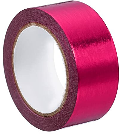 PATIKIL 15mm x 5m Metallizzato Washi Nastro, 1 Rotolo Copertura Lamina Adesivo Auto Adesivo per Fai da Te Arte Artigianato Avvolgimento Decorazione, Rosa Rosso