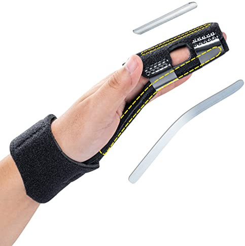 Fingerschiene Fingerstütze, Finger-und Mittelhandschienen Verstellbare, Fingerorthese Aluminiumplattenstütze für Boxerfraktur, Verstauchung, Arthritis, Sehnenscheidenentzündung,Abzugsfinger(1-Finger)