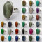 XJruixi Labradorite Unakite Epidote Howlite Rhodonite Howlite Carnelian Stone Oval GEM Finger Ring Size 8 Jewelry for Woman Gift 1PCS