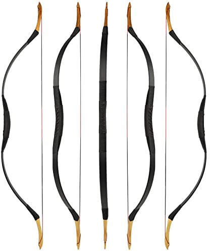 wolfman Traditionelles Bogen Recurvebogen Langbogen Sportbogen Bogenschießen Jagdbogen handgefertigter Holzbogen asiatischer mongolischer Bogen für Erwachsene Teenager Linke rechte Hand(D, 12Lbs)