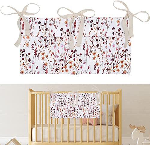 Baby-Kinderbett-Organizer Bett-Aufbewahrungstasche 2 Taschen zum Aufhängen Windeln Kinderzimmer Organizer für Windeln Spielzeug Kleidung Blume