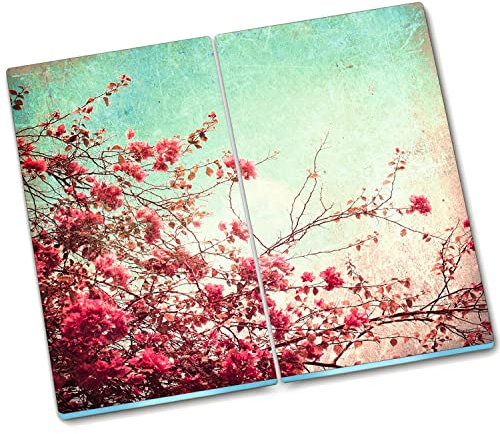 Decormat Schneidebretter Gehärtetes Glas Spritzschutz 2x30x52 cm Schutzbrett Küche Herdabdeckplatte - Vintage Blumen