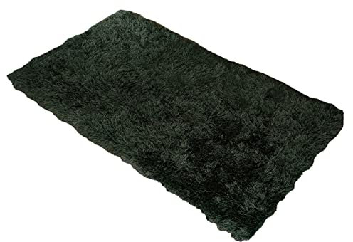 Sienna Grand Tapis à Poils Longs uni Doux et épais de 5 cm - Vert forêt - 120 x 170 cm