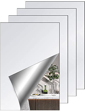 CINGHIA Miroir Adhesif Mural,4Pcs Miroir Mural Autocollant, sans Cadre,20 x 30cm Feuille Miroir Acrylique,Miroir Adhesif Porte pour à Collersalle de Bainsalonchambre