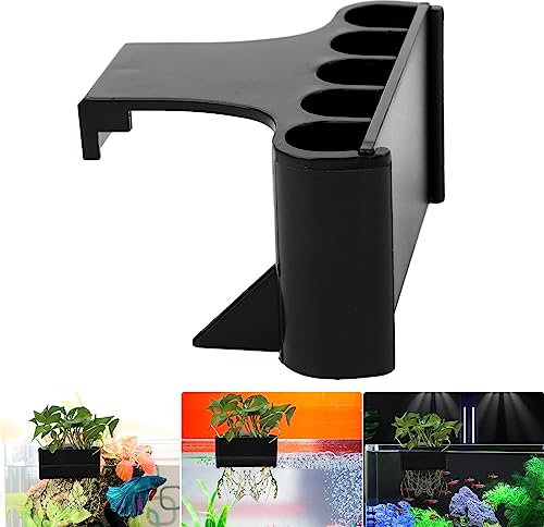 LUTER Aquarium Plant Hanger, Hanging Aquarium Plant Holder Tank Plant Holder Aquarium Planter Accessory for Plants Decoration Fish Tank (Black)