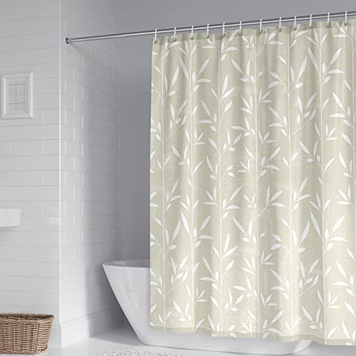 Duschrollo für Badewanne, Duschvorhang Überlänge Grau Polyester Blättermuster Badezimmer Duschvorhang 150X180cm