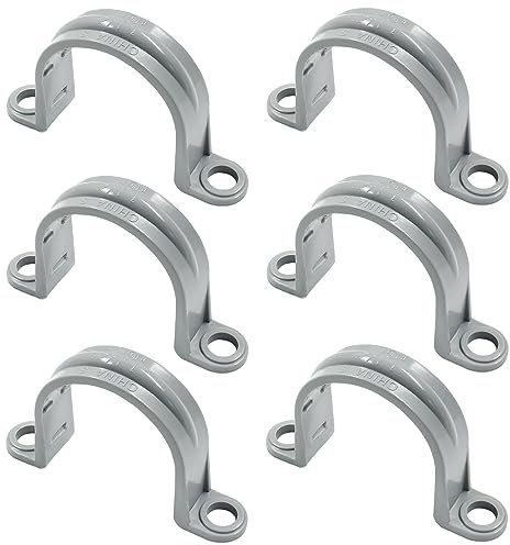 Bonsicoky 6 Stück 3,8 cm PVC-Rohrgurte, Zweiloch-Kunststoff-Gurte, Kunststoff-Rohrband für PVC-Rohre, Kabel