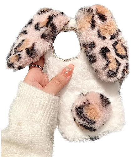 Tivenfezk Nadoli Hase Pelz Hülle für iPhone X/XS,3D Kaninchen Ohr Case Warme Flauschige Plüsch Schutzhülle Handy Schale Tasche Soft Bunny Cover