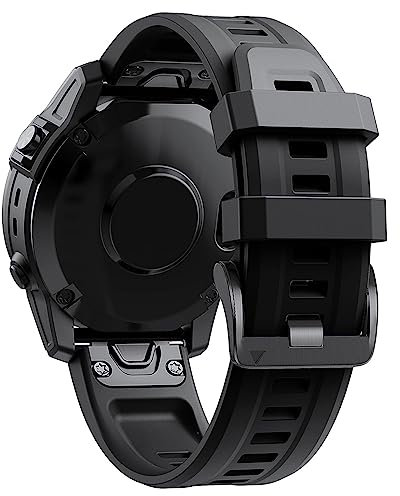 Armbänder kompatibel mit Garmin Fenix 5X Armband, 26 mm verstellbares Ersatz-Armband aus Silikon für Garmin Fenix 5X Plus/Fenix 6X/Fenix 7X/Fenix 6X Pro/Fenix 3/Fenix 3 HR, Metall