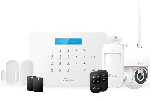 Nivian - Sistema de Alarma para Casa y Negocios Sin Cuotas Mensuales | Kit de Alarma WiFi/gsm | Control Remoto a través de App Tuya | Fácil Instalación Sin Cables | hasta 60 detectores