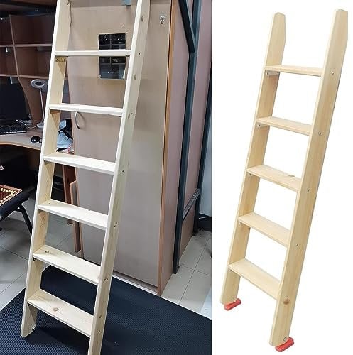 Replacement Bunk Ladder/Bunkbeds Ladder for Motorhome/Mid Sleeper/Children's Beds, Double Bed Wooden Ladder with Rubber Foot Pads & Brackets, Tall 225 200 175 150 125 100 Cm (Size : 175cm/5.