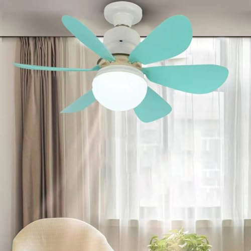 Umikk Ventilatore da soffitto a LED con illuminazione e telecomando, ventilatore da soffitto rimovibile, 3 modalità con lampada, piccolo ventilatore da soffitto (40 W blu (con telecomando)