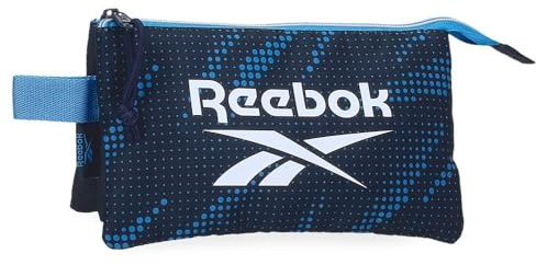 Reebok Jhon Federmäppchen mit 3 Fächern, Blau, 22 x 12 x 5 cm, Polyester, von Joumma Bags, blau, Dreifaches Federmäppchen