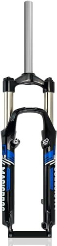 Forcella Ammortizzata MTB Forcella Anteriore per Bicicletta da Montagna da 26 Pollici Corsa da 100 mm Tubo Dritto 1 1/8 QR Freno a Disco/V da 9 mm Forcella in Lega di Alluminio,Nero Blu,26in